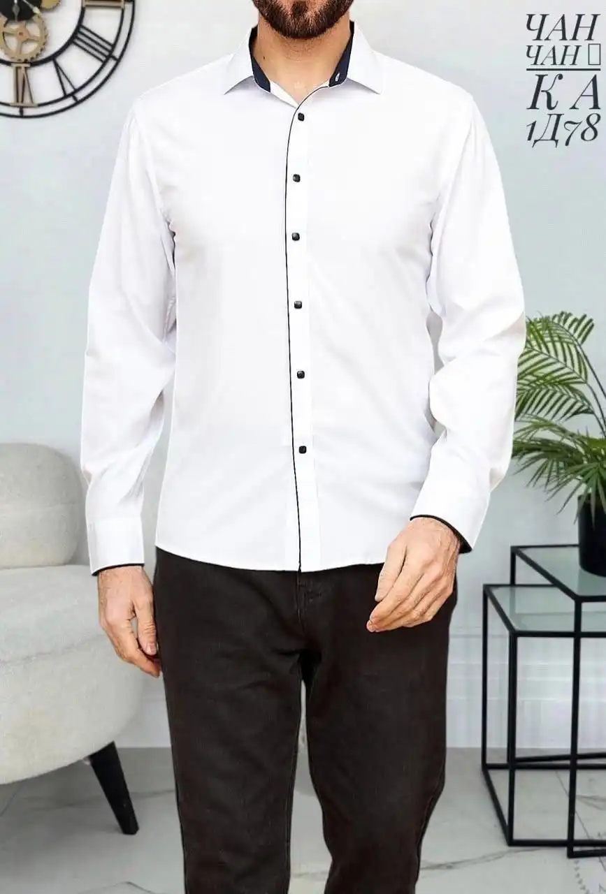 Рубашки на кнопках из хлопка с лайкрой - Мужская одежда (Одежда) в Симферополь