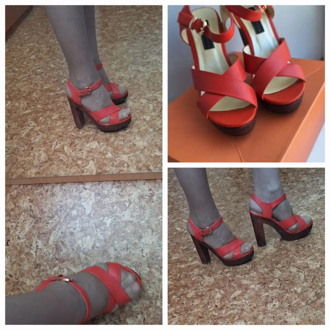 Новые босоножки р.35-36 экокожа цвет корал