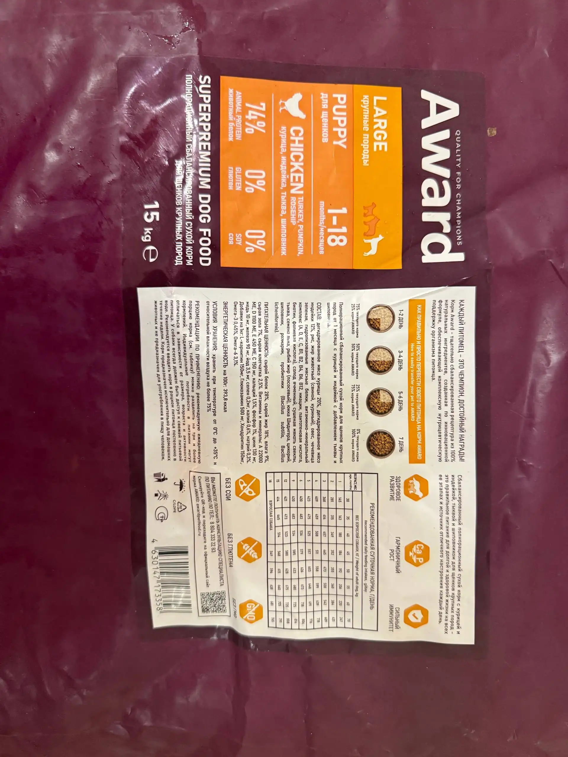 Продам корм для щенков крупных пород