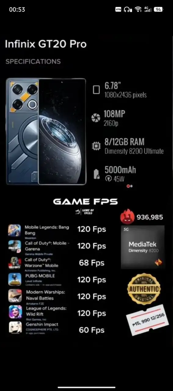 Продам Infinix GT 20 Pro - Смартфоны и гаджеты (Электроника) в Пермь