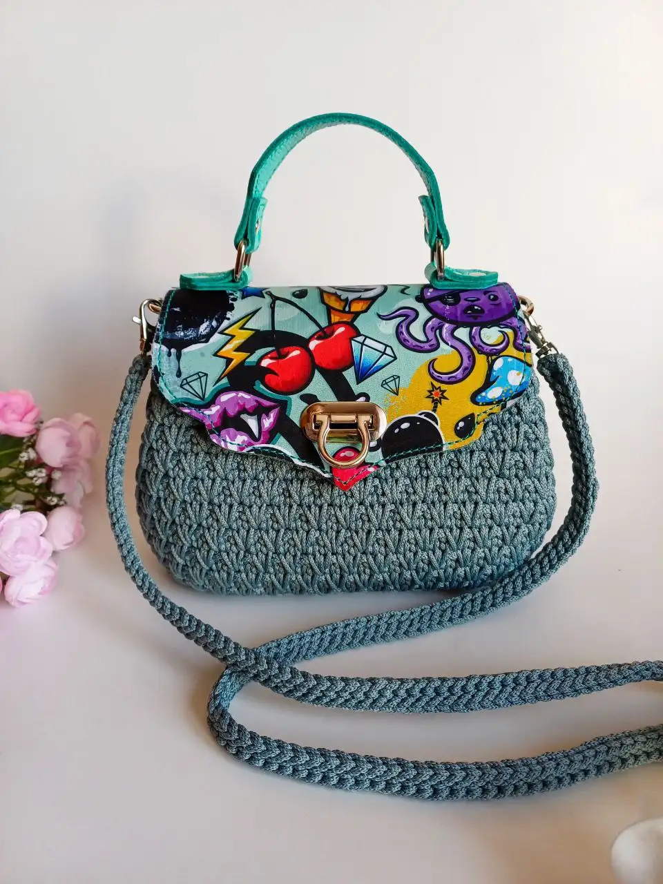 Сумочка из полиэфирного шнура с натуральной кожей - Аксессуары (Одежда) в Иркутск