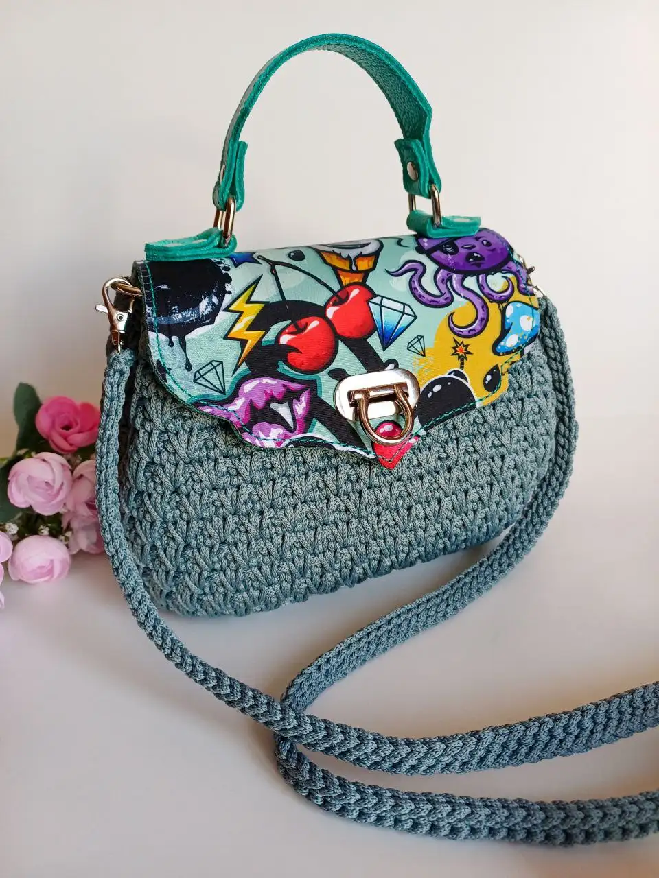 Сумочка из полиэфирного шнура с натуральной кожей - Аксессуары (Одежда) в Иркутск