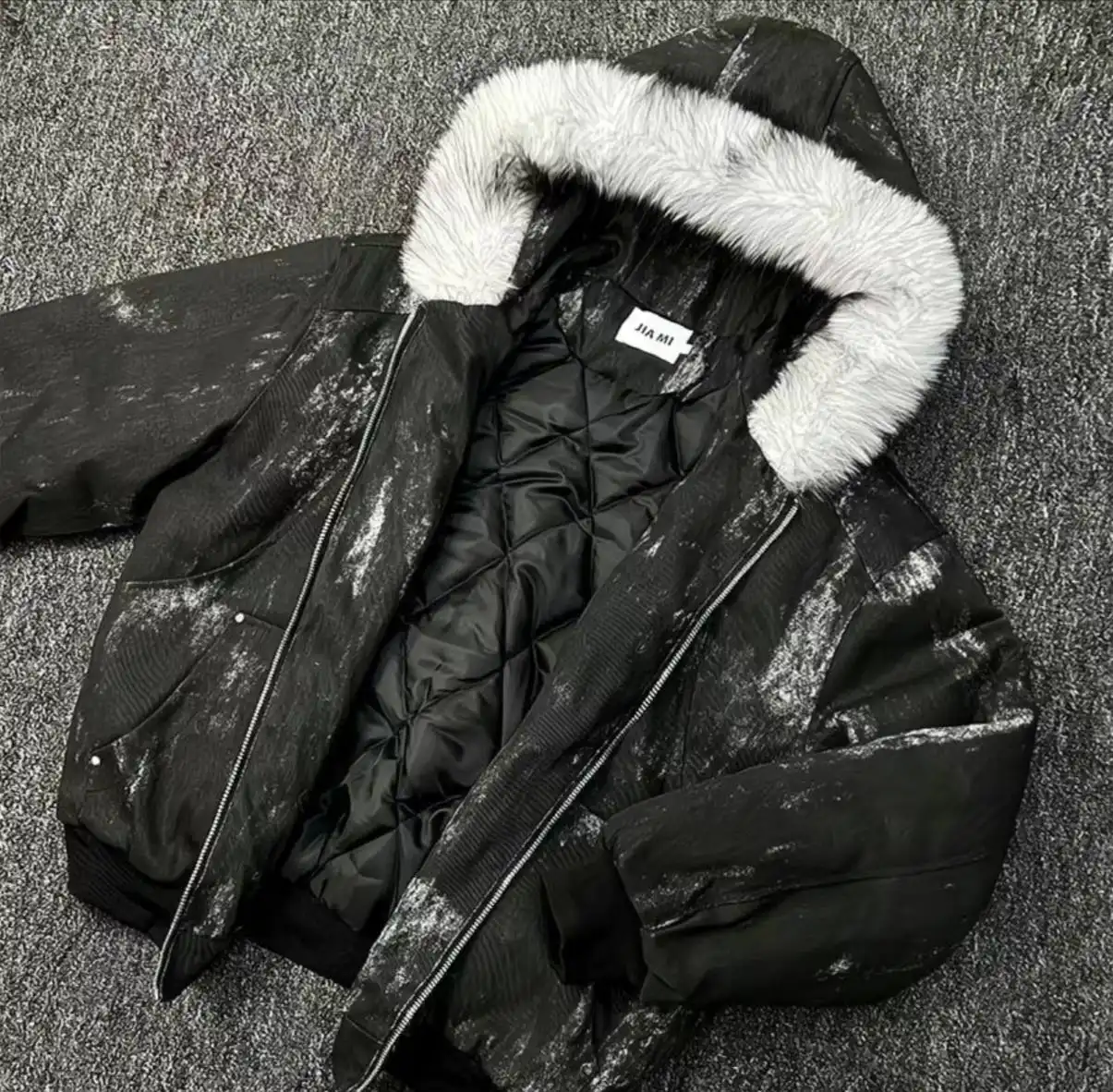 Fur Hood Jacket — Black / Grey