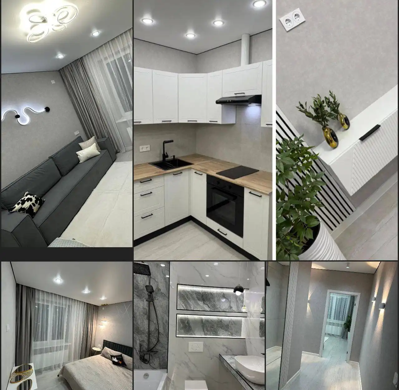 2-комнатная квартира 44 м², новый ремонт, мебель и техника