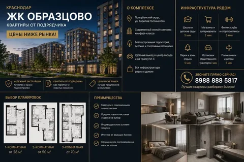 Квартира в Краснодаре от подрядчика - частное объявление в Краснодар