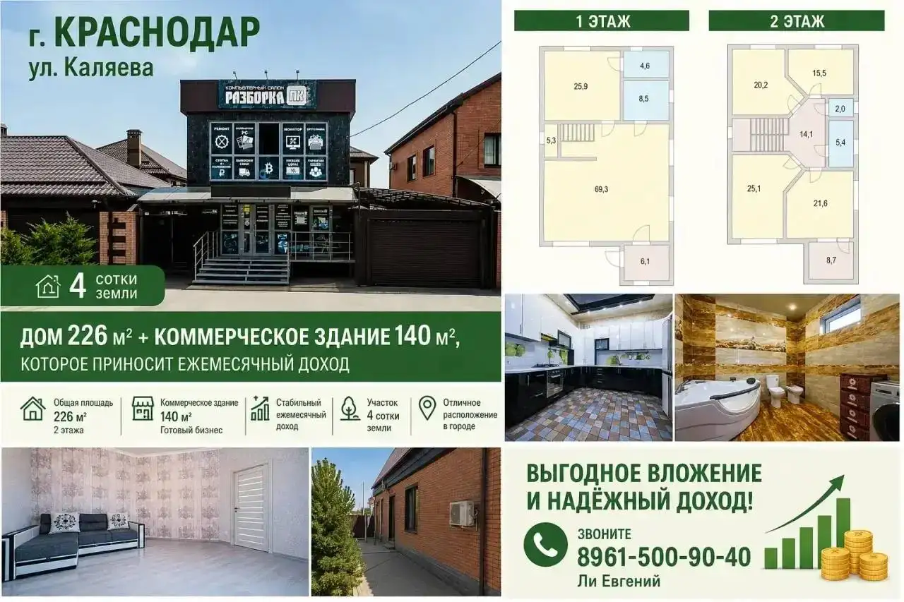 Продажа дома + коммерческое здание в Краснодаре - Недвижимость в Краснодар