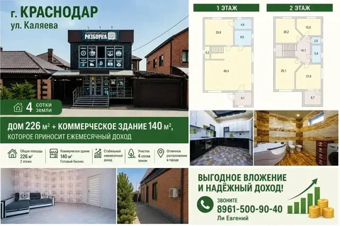 Продажа дома + коммерческое здание в Краснодаре - Недвижимость в Краснодар