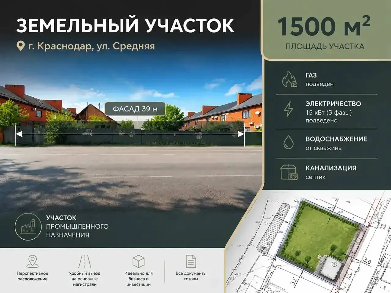 Участок 15 сот. промназначения в Краснодаре - Земельные участки (Недвижимость) в Краснодар
