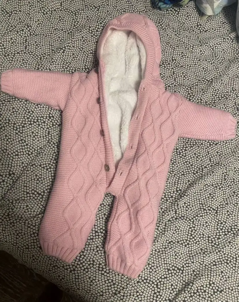 Вязаный утепленный комбинезон для девочки 62 размера - Одежда для детей (Товары для детей) в Иркутск