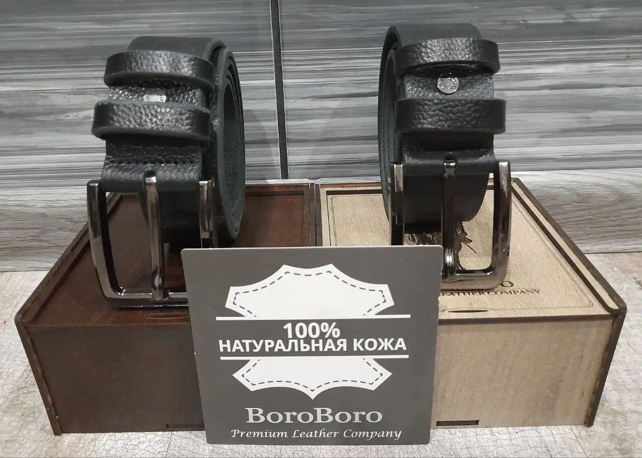 Новые ремни из натуральной кожи в подарочной коробке