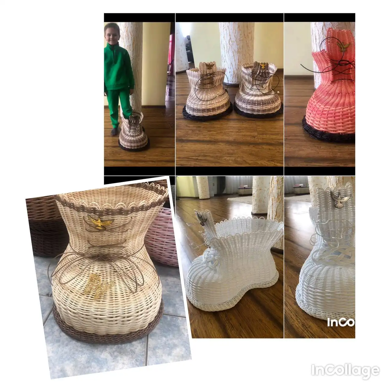 Кашпо Башмак для дома и сада из ротанга