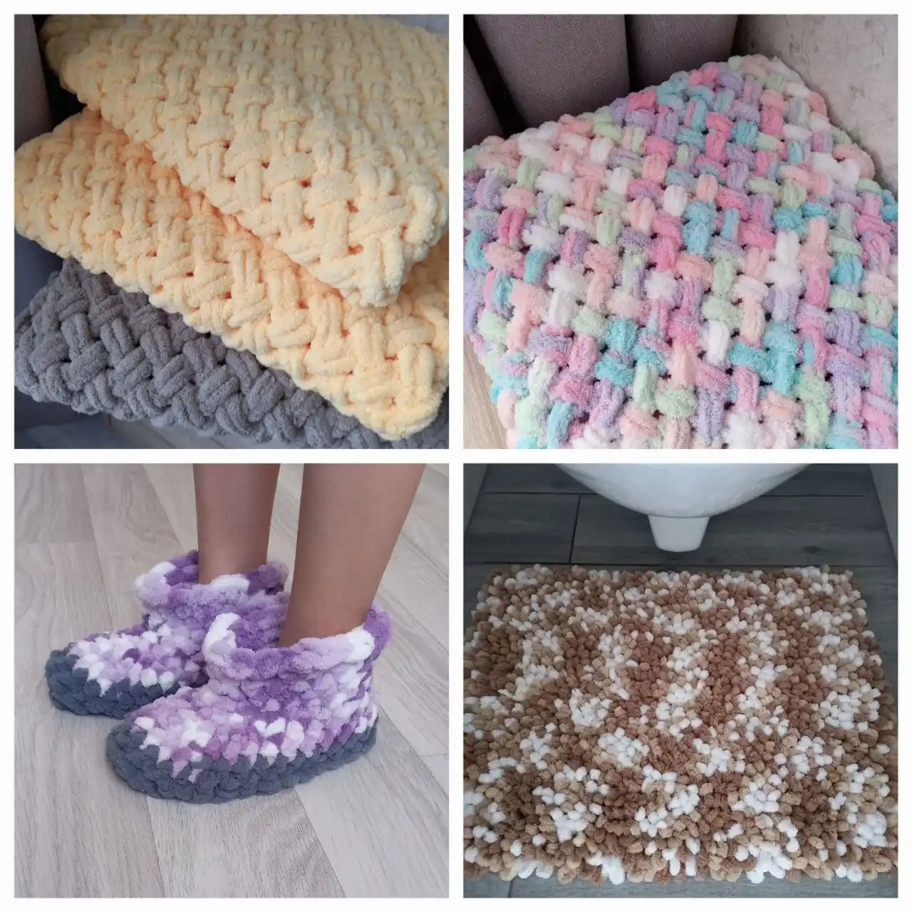 Продажа плюшевых пледов, тапочек и ковриков