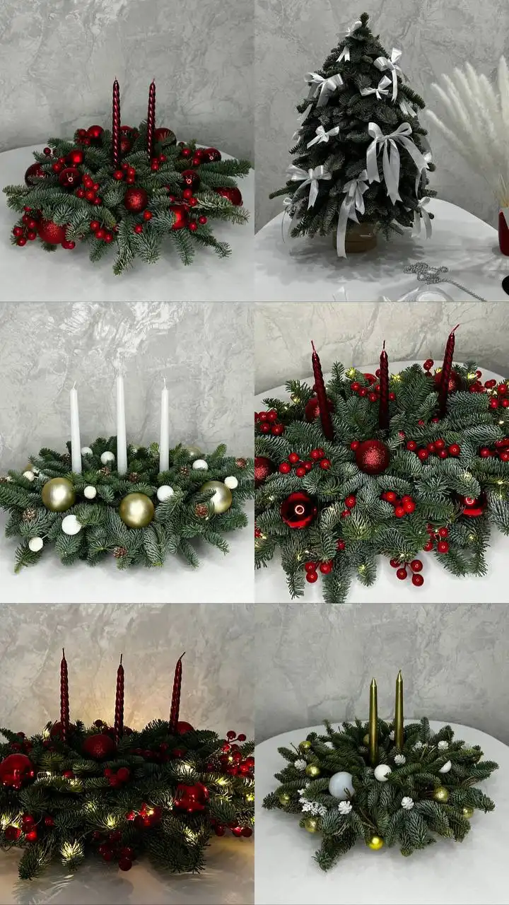 Новогодние композиции из натуральной ели Нобилис