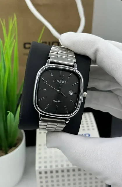 Casio Vintage часы серебристый корпус черный циферблат - Техника в Минусинск