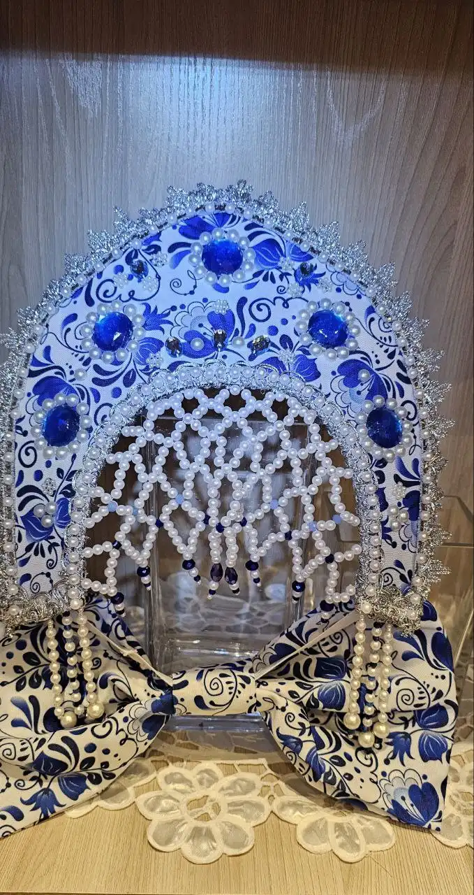 Новый кокошник Гжель ручной работы