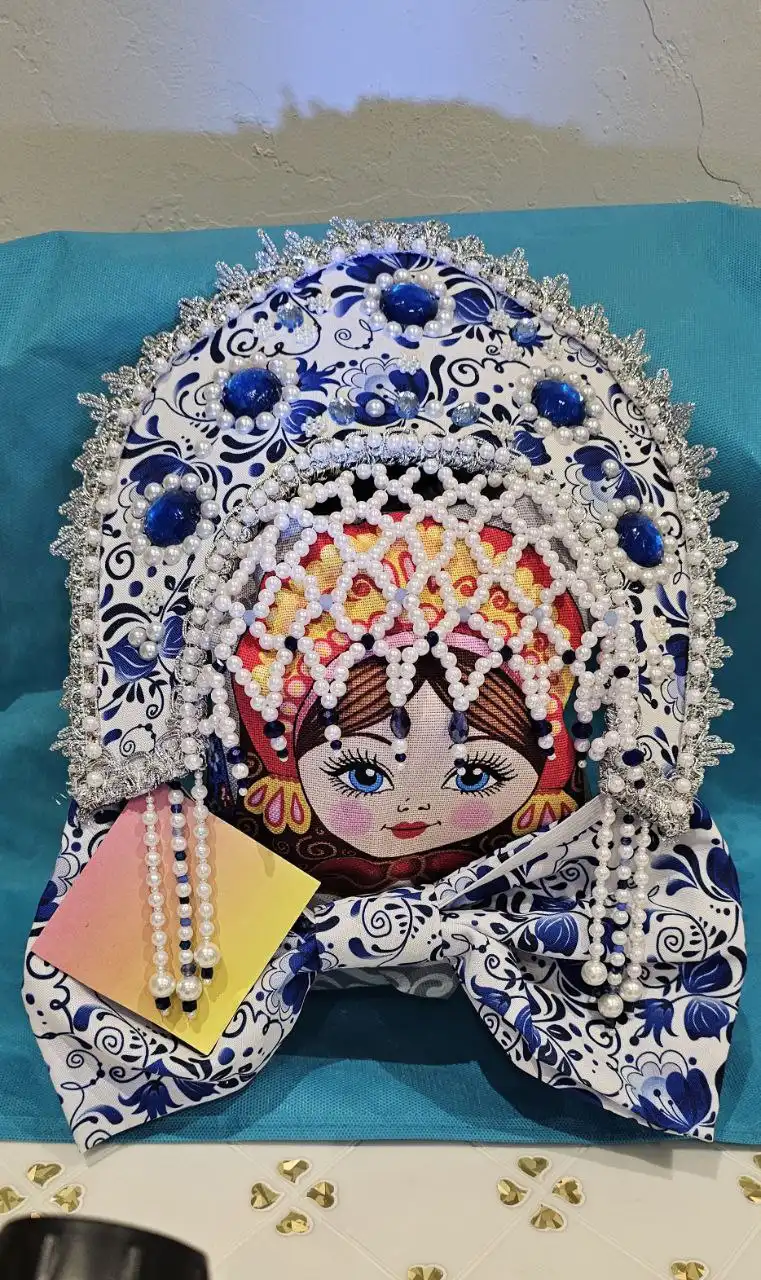 Новый кокошник Гжель ручной работы