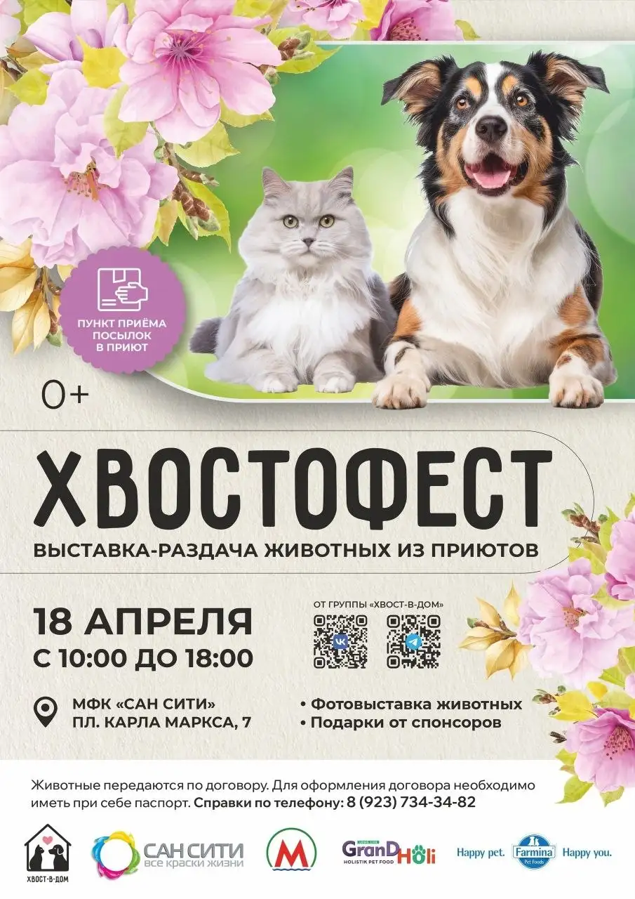 Весенний Хвостофест - выставка-раздача животных из приютов - Пристройство животных (Животные) в Новосибирск