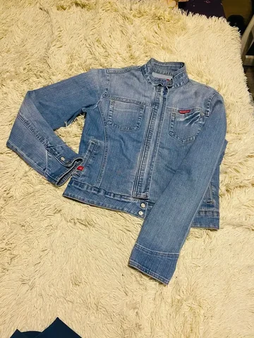 Джинсовка бу 44-46 размер - Брюки в Кемерово