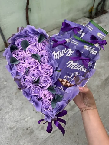 Сладкое сердце с мыльными розами и шоколадками Milka - частное объявление в Симферополь