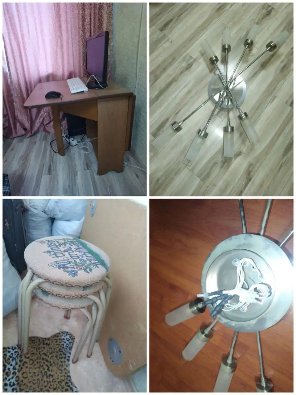 Стол книжка, табуреты, люстра б/у