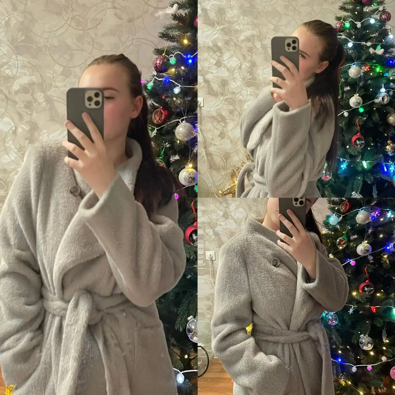 Женское серое пальто