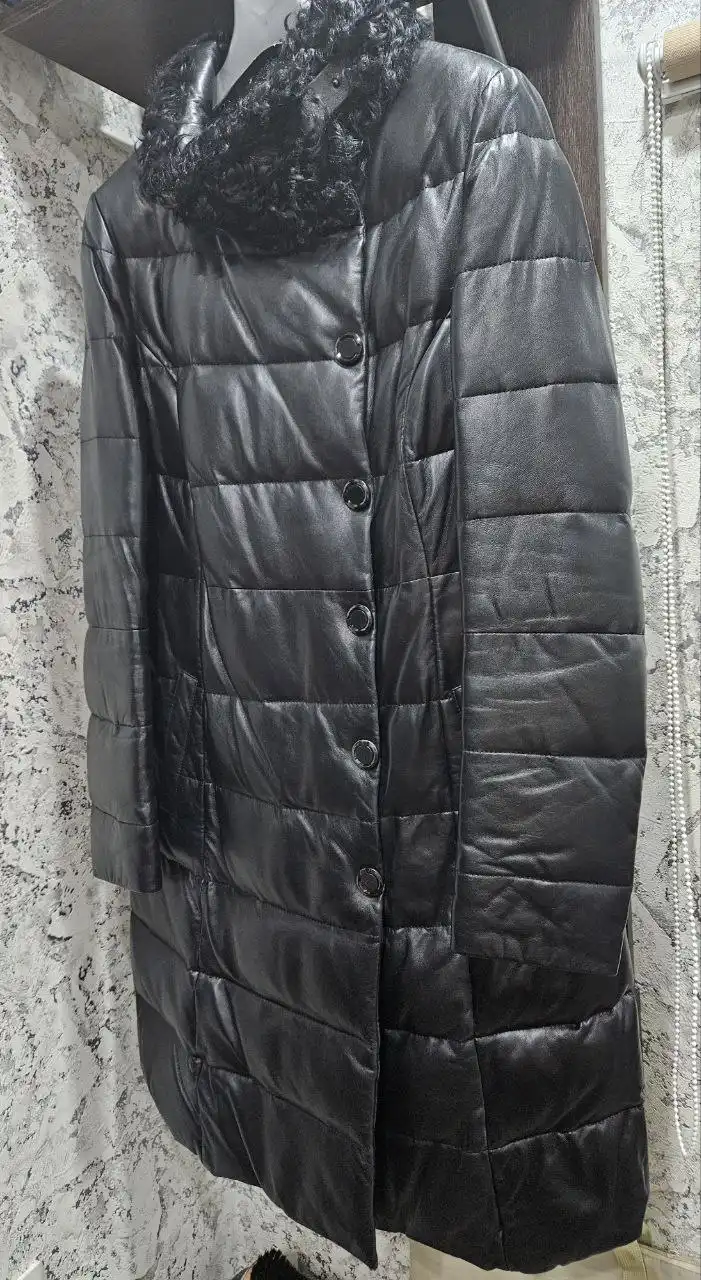 Пуховик натуральная кожа овчина пух