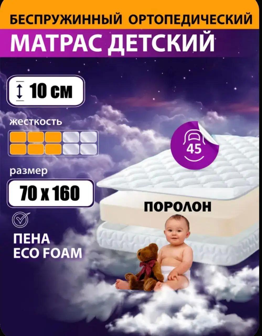 Матрас детский беспружинный ортопедический - Матрасы (Товары для детей) в Владивосток