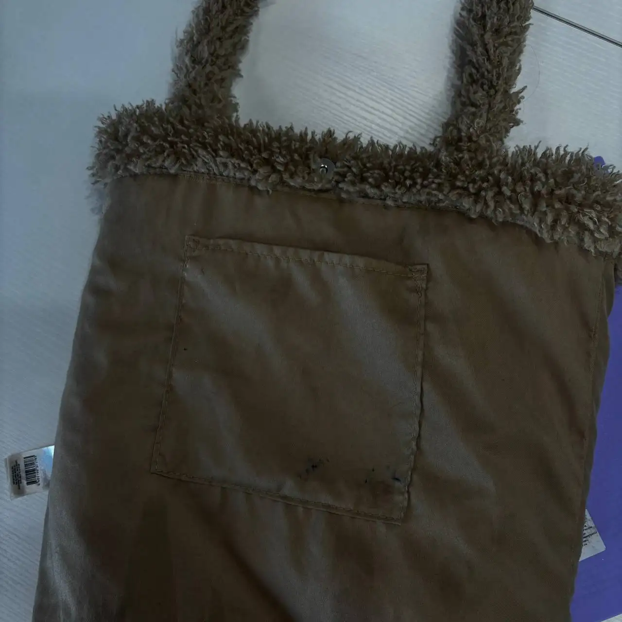 Сумка шоппер плюшевая меховая бежевая - Сумки (Одежда) в Владивосток