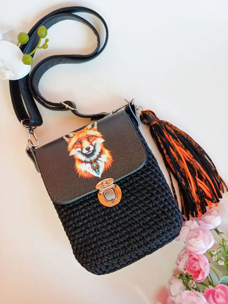 Мини сумочки из полиэфирного шнура с эко-кожей