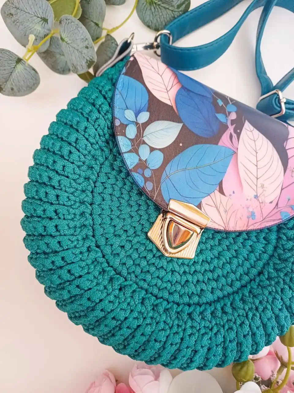 Сумочка Орео из полиэфирного шнура и эко-кожи