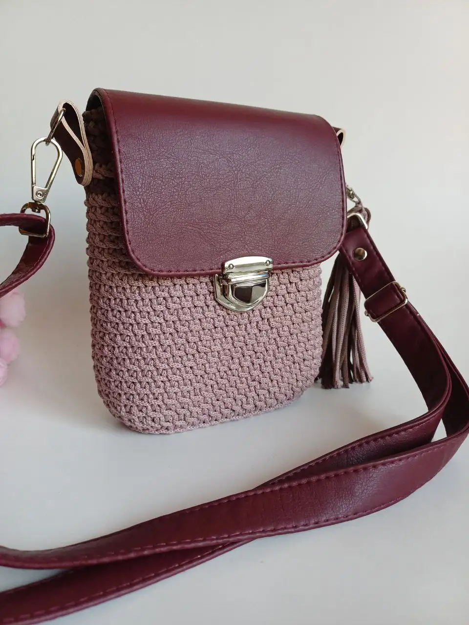 Сумочка из полиэфирного шнура с эко-кожей - Сумки (Барахолка) в Баклаши