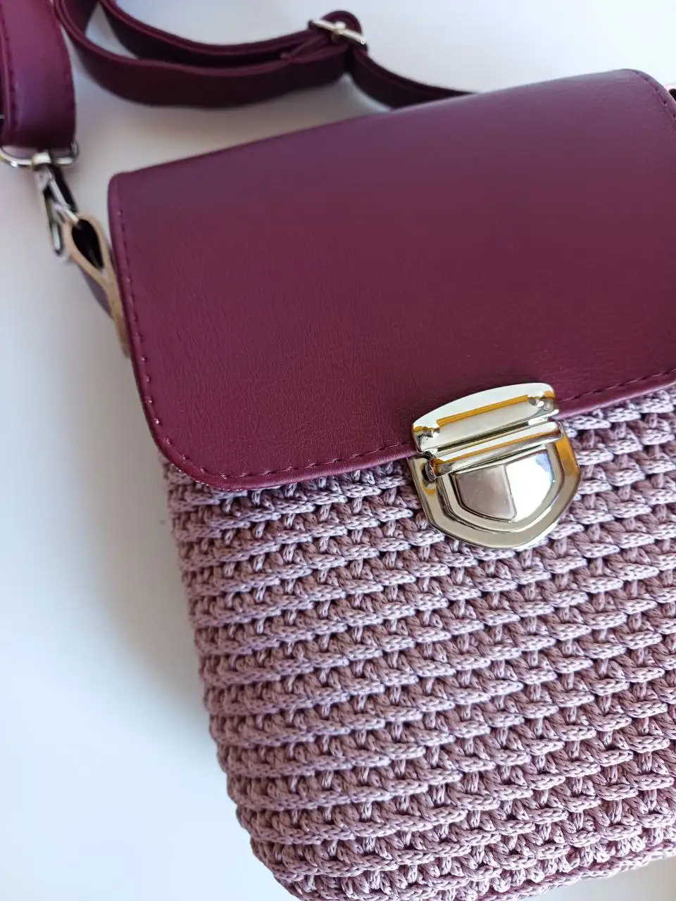 Сумочка из полиэфирного шнура с эко-кожей - Сумки (Барахолка) в Баклаши