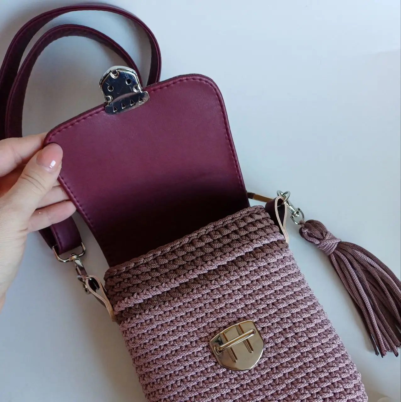 Сумочка из полиэфирного шнура с эко-кожей - Сумки (Барахолка) в Баклаши