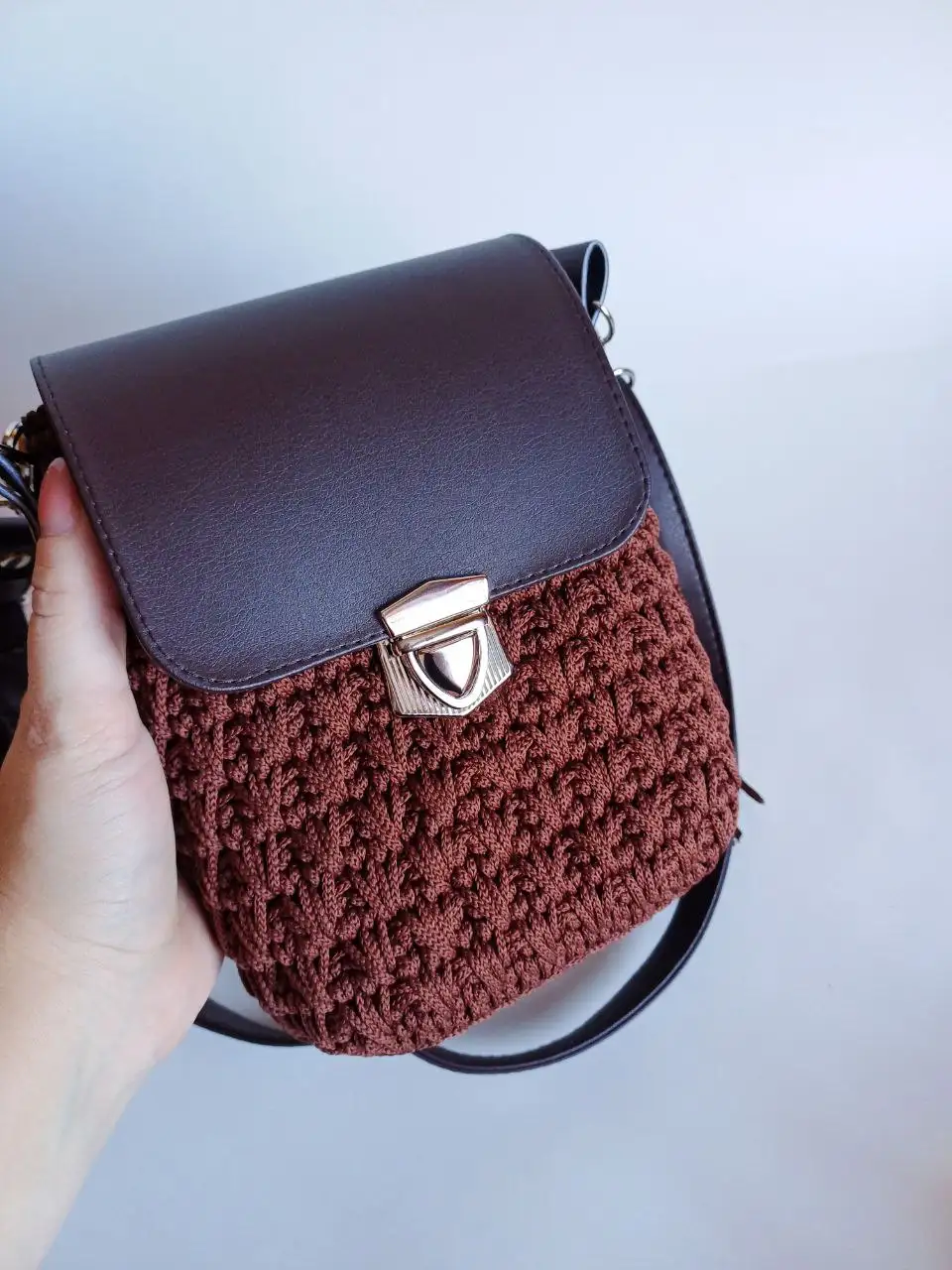 Сумочка из полиэфирного шнура с эко-кожей - Сумки (Одежда) в Баклаши