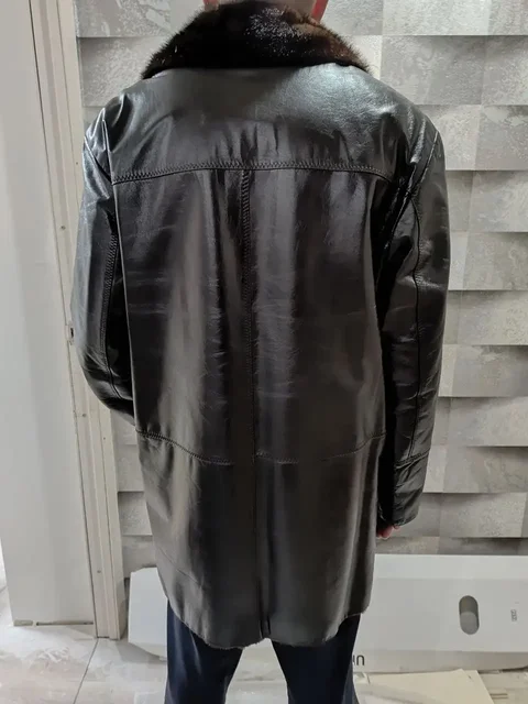 Кожаная куртка с норковым воротником и мутоновой подкладкой - Одежда в Баклаши