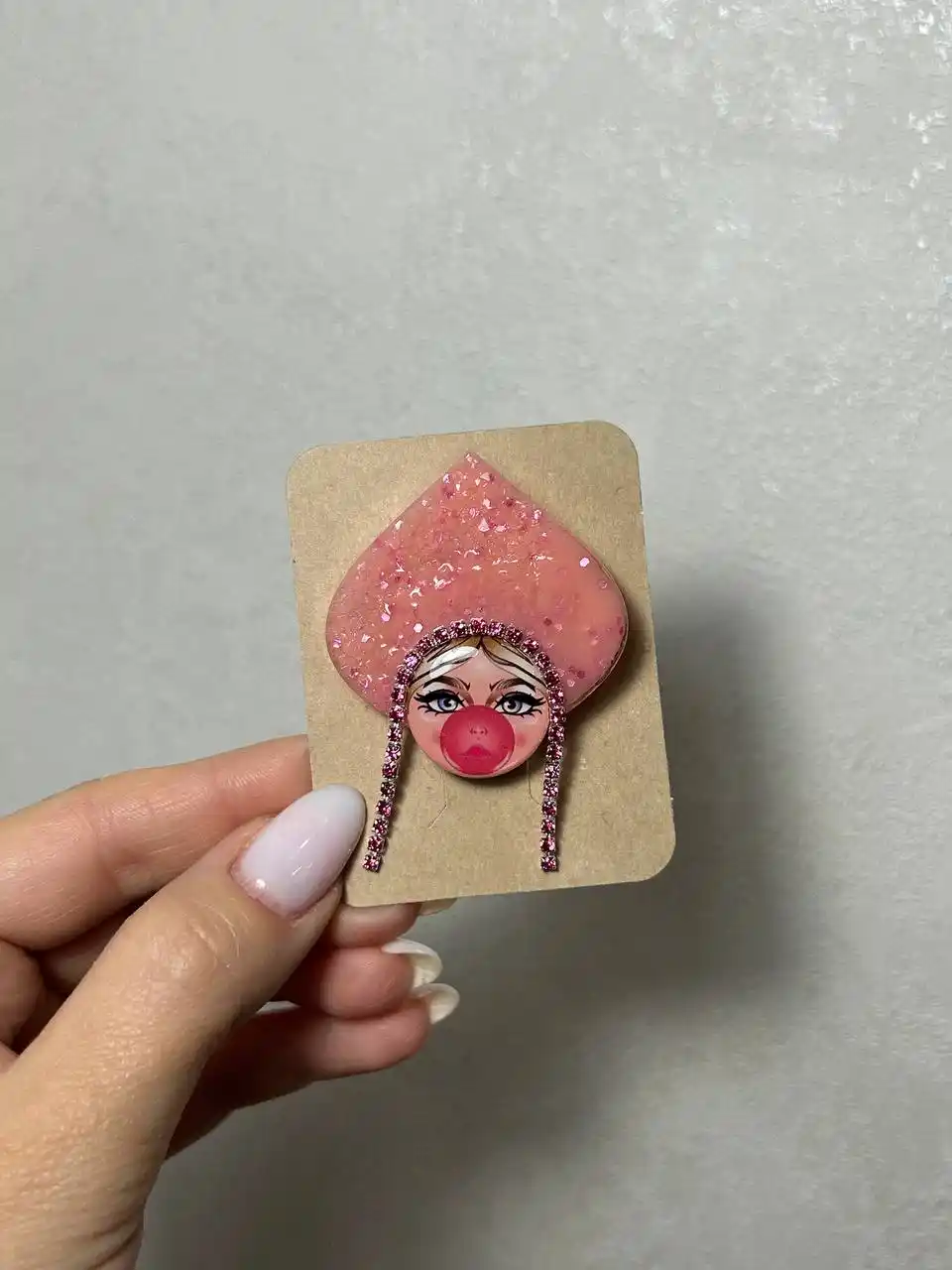 Брошь кокошник и матрешка