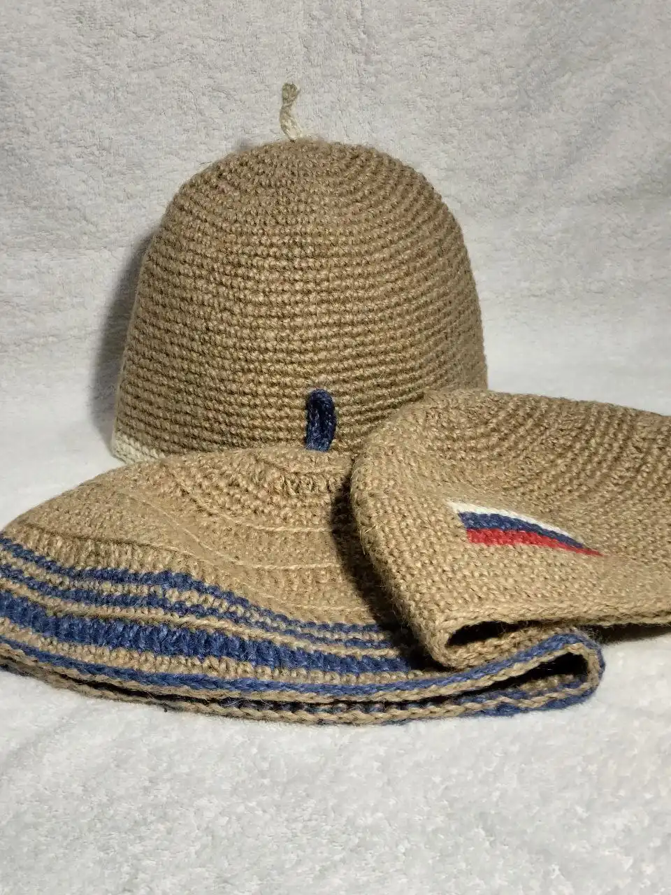 Банные шапки из ЭКО-джута ручной работы