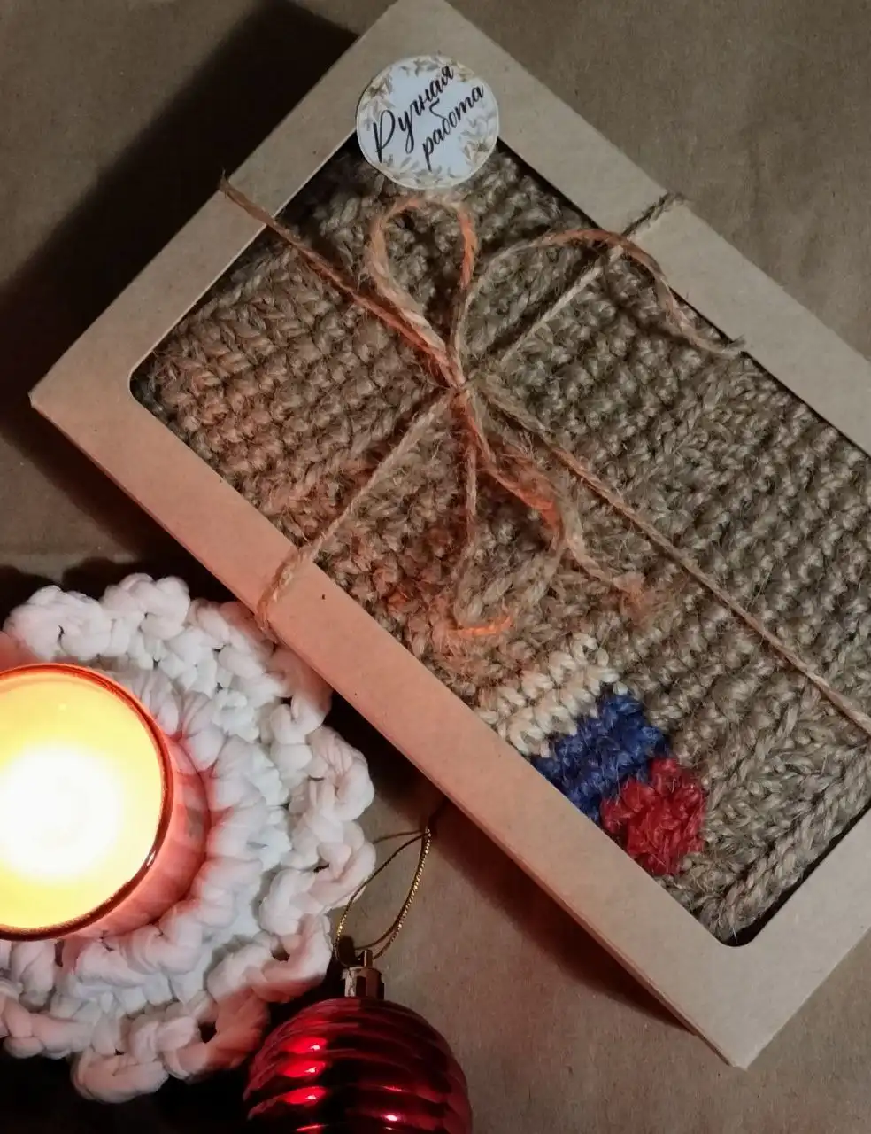 Банные шапки вязаные из ЭКО-джута ручной работы