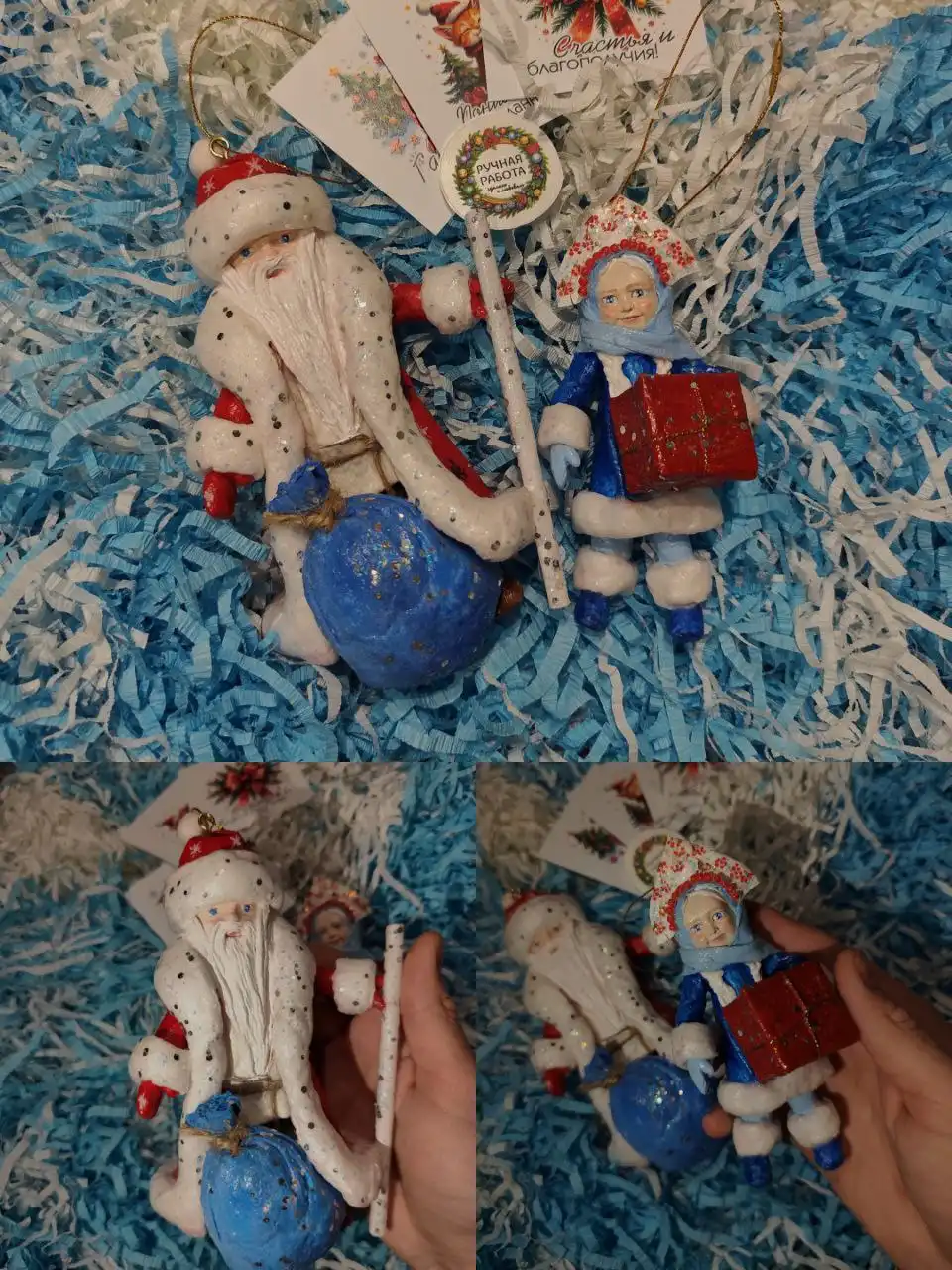 Ручные ёлочные игрушки из ваты