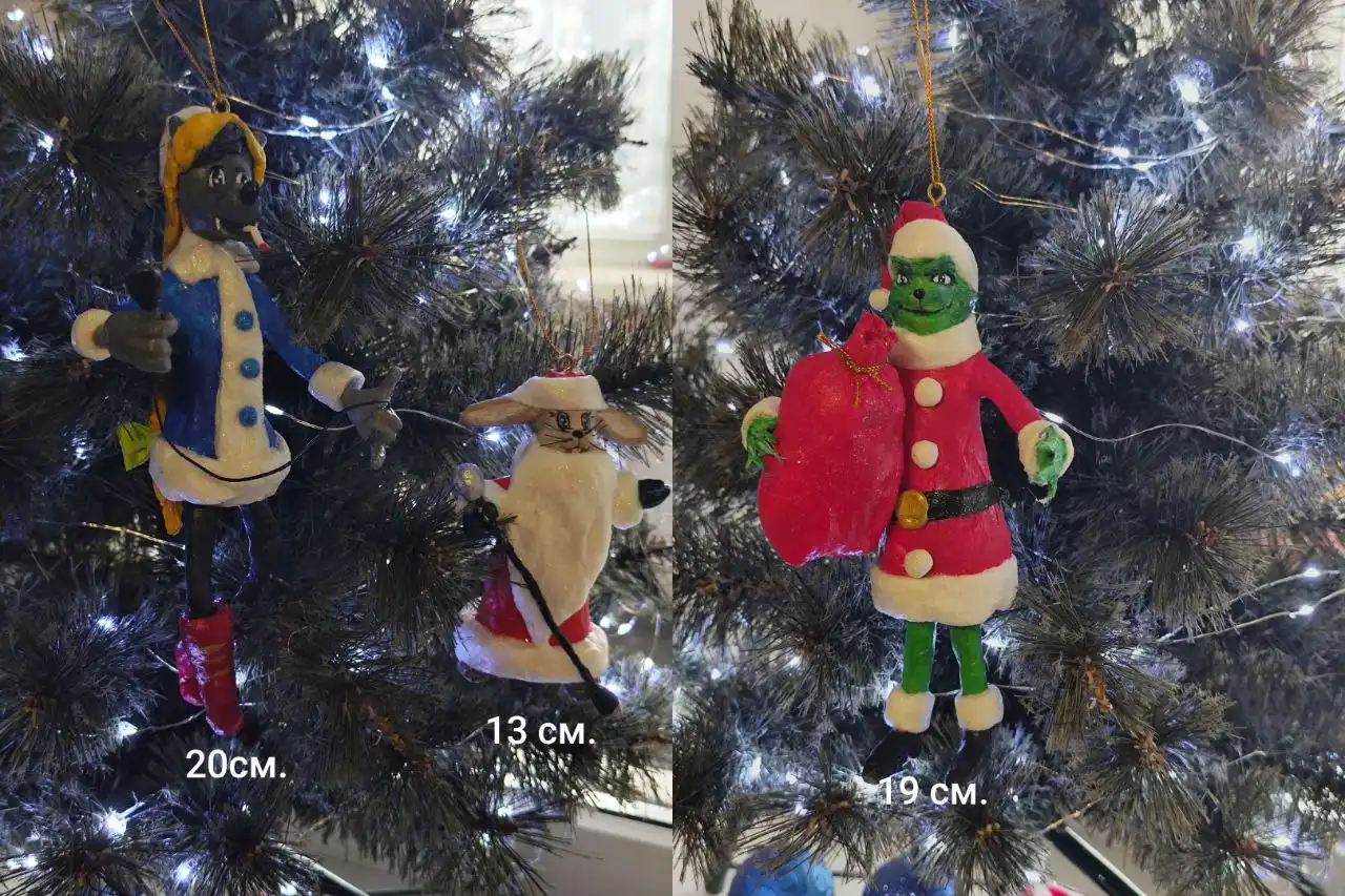 Ручные ёлочные игрушки из ваты