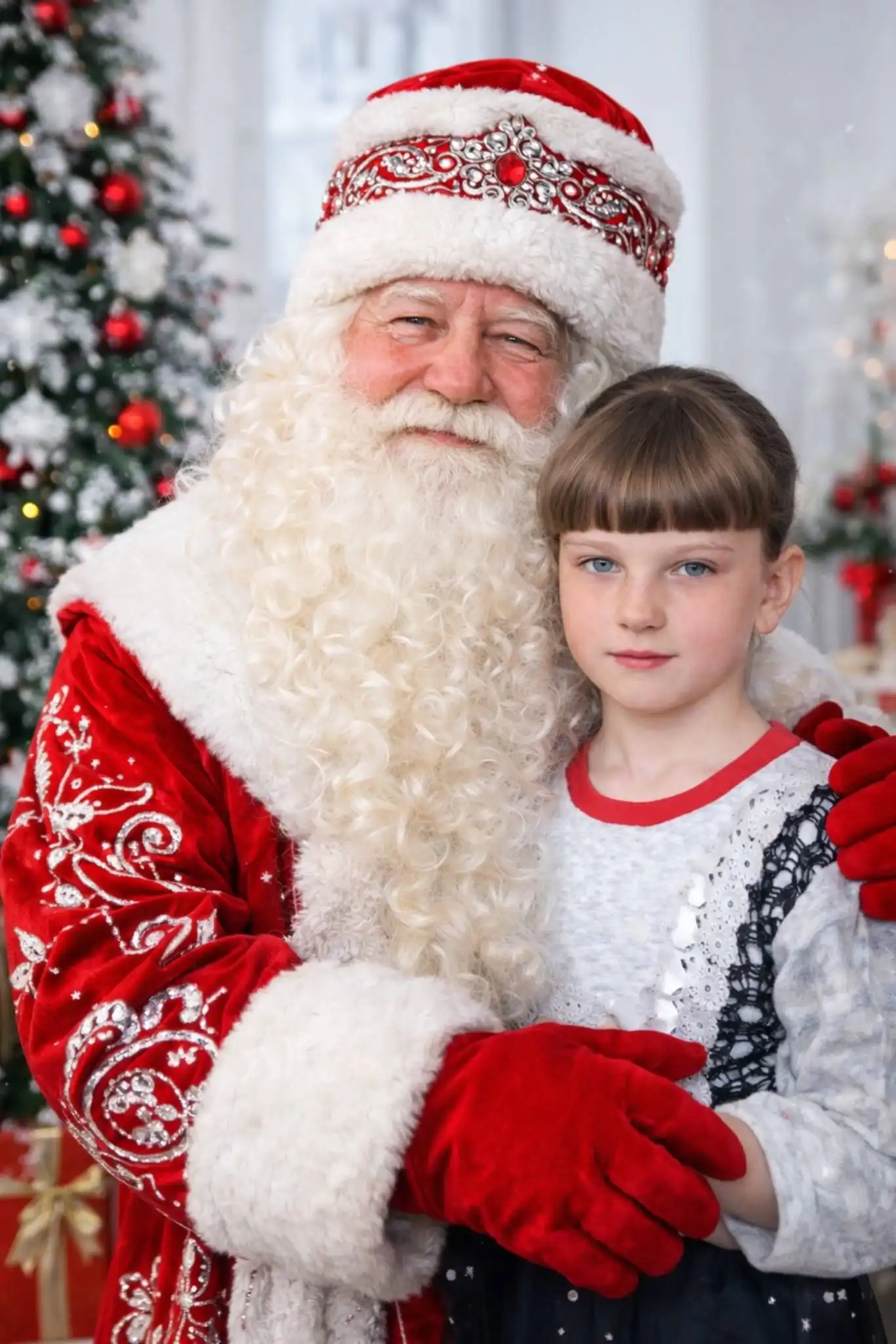 Фото ребенка с Дедом Морозом в костюме