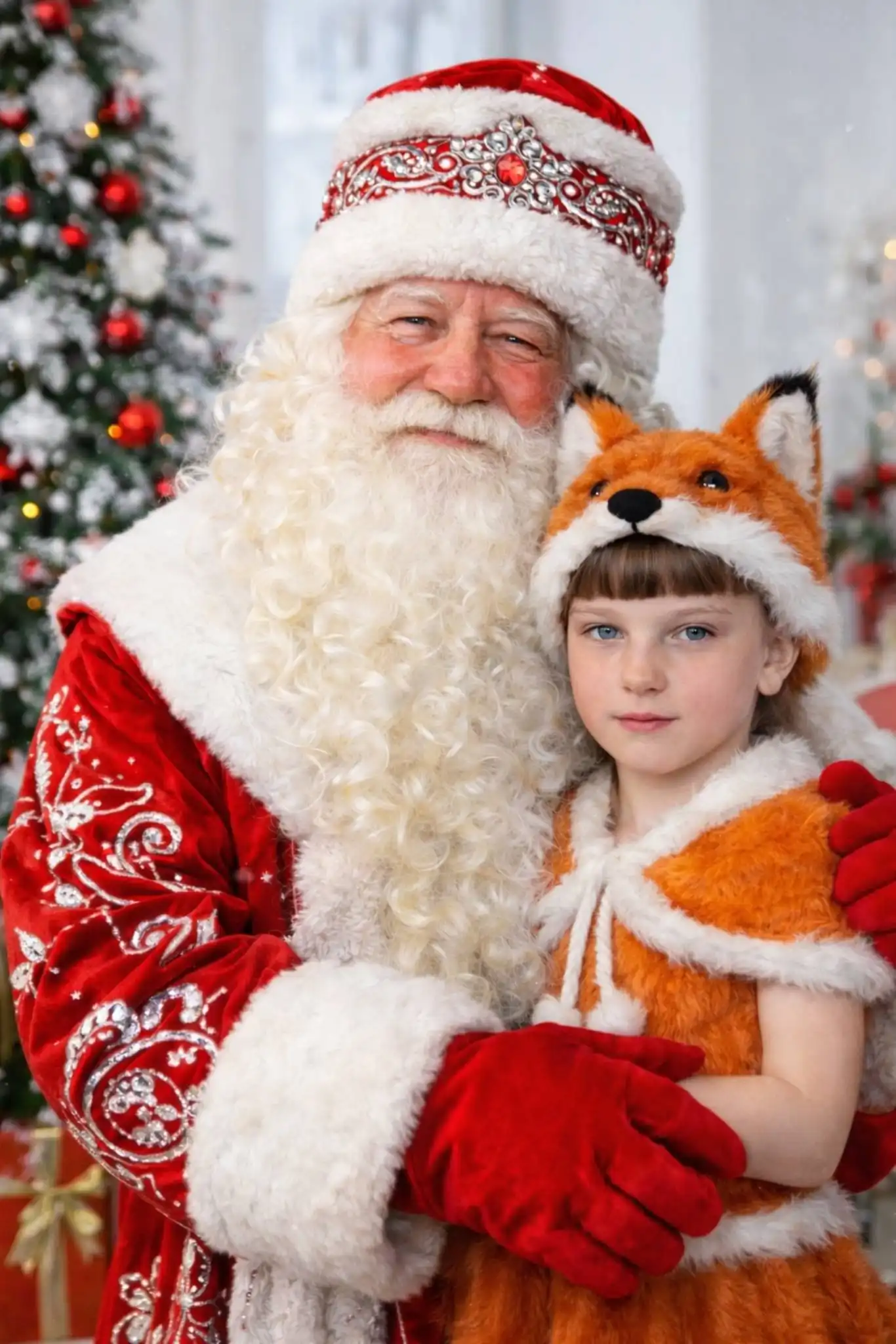 Фото ребенка с Дедом Морозом в костюме