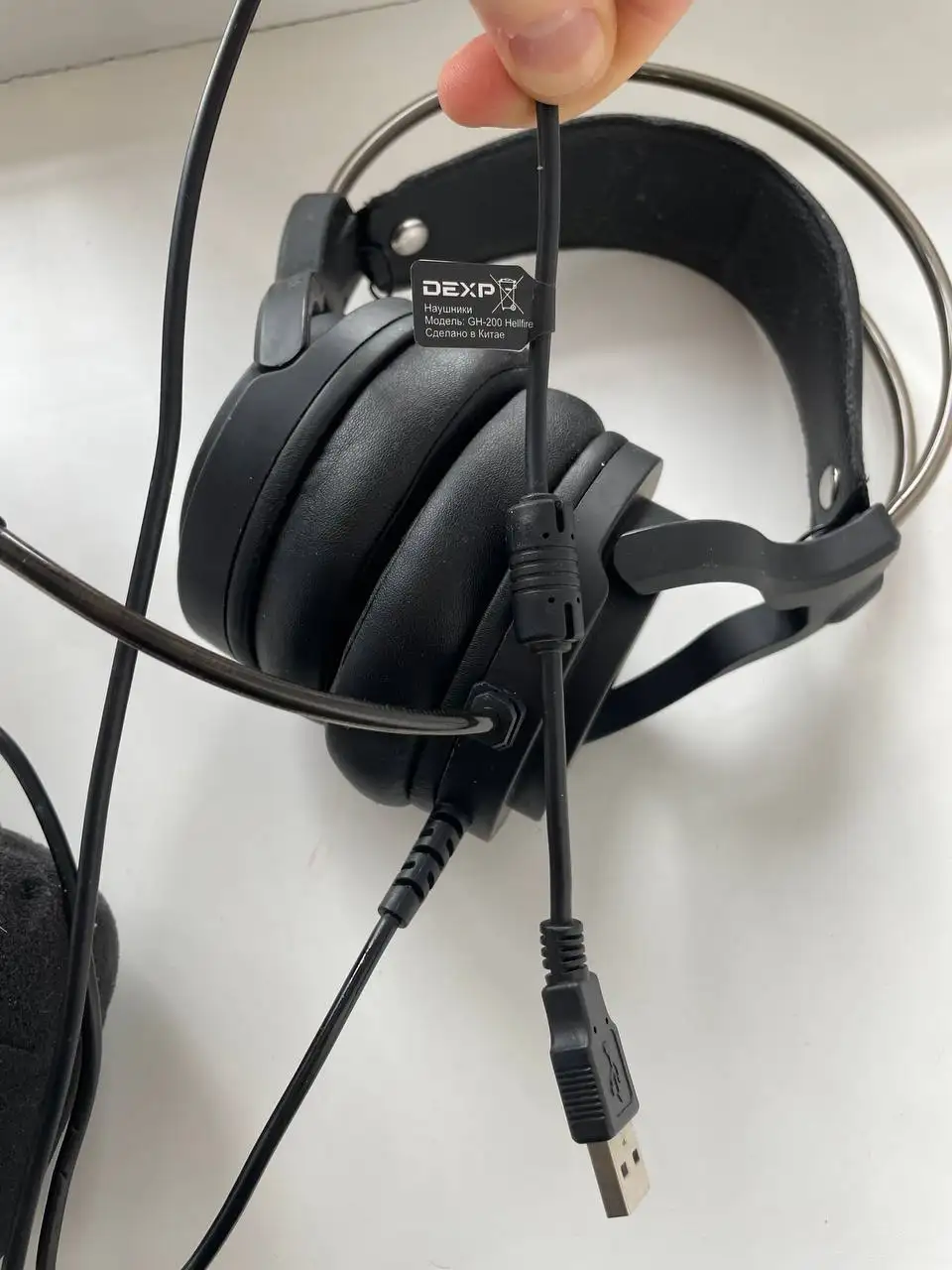 Игровые наушники с микрофоном и кожаным ободом - Наушники (Электроника) в Барнаул