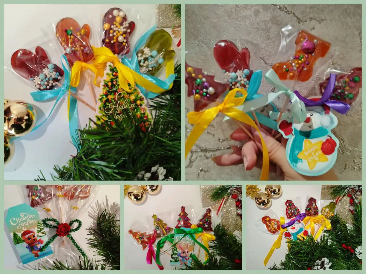 Новогодние натуральные леденцы ручной работы с ягодным соком