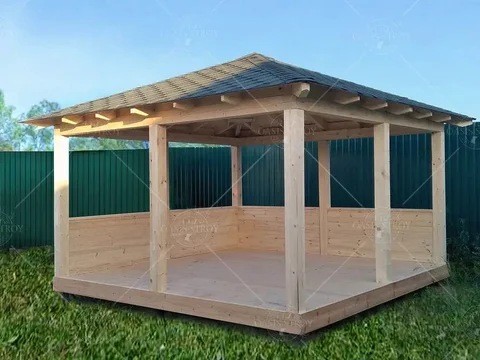 Прямоугольная беседка 4х4м из массива хвойных пород - Беседки в Хабаровск