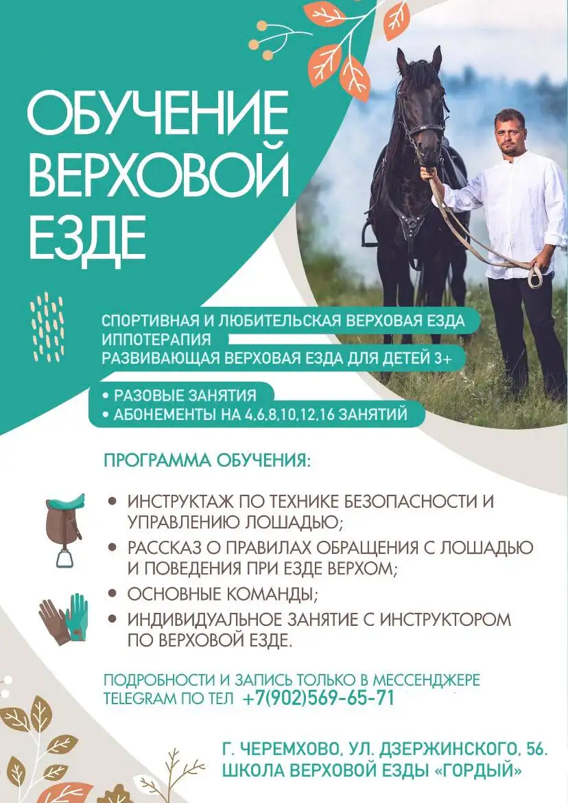 Школа Верховой Езды «Гордый» - Обучение верховой езде и иппотерапия - Спортивные услуги (Услуги) в Черемхово