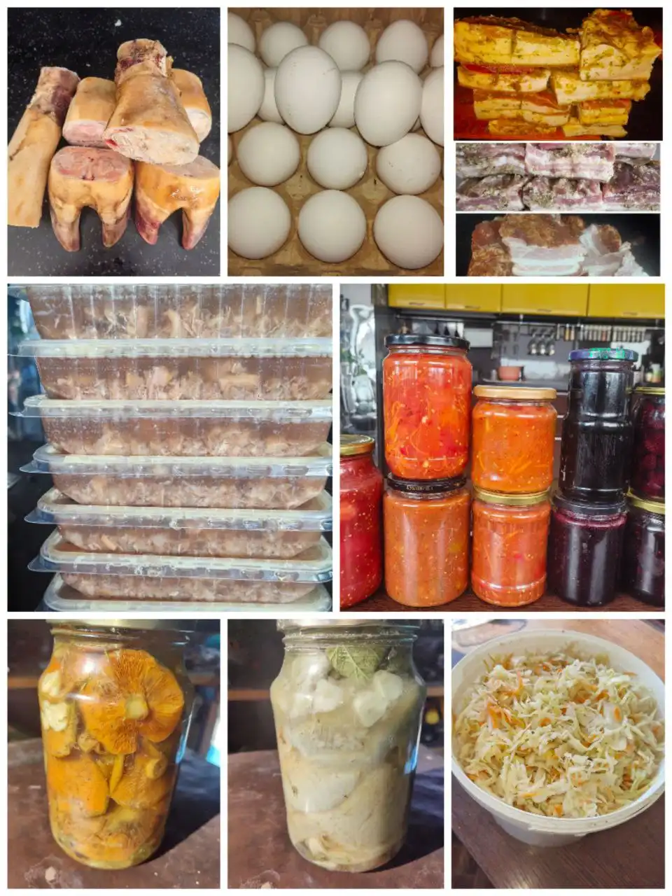 Продажа продуктов питания: мясо, грибы, яйца, варенье