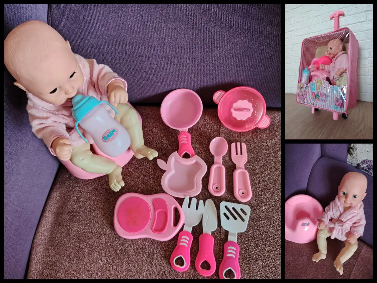 Писающий пупс в чемодане на колёсиках с посудкой - Барахолка в Чита