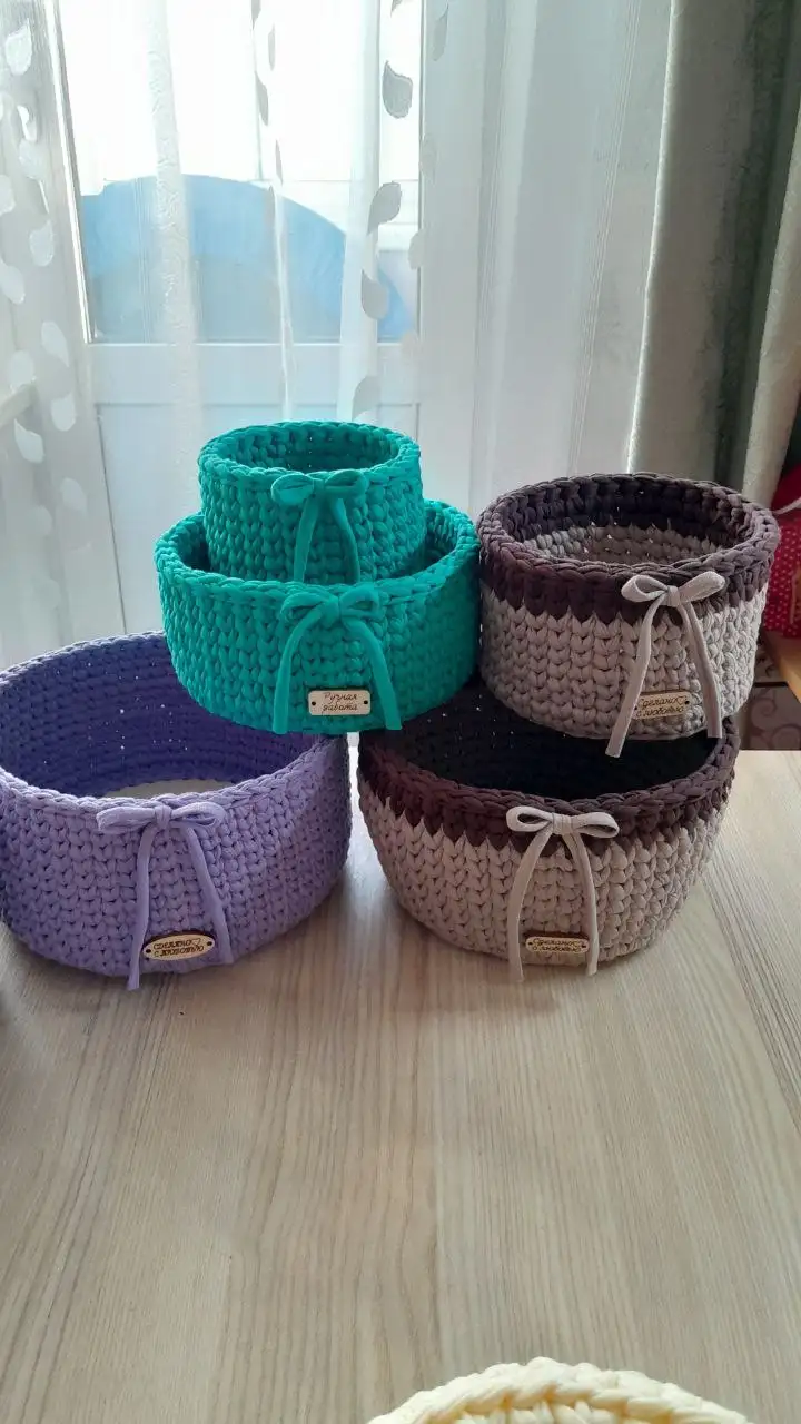 Трикотажные корзинки ручной работы - Рукоделие (Хобби и отдых) в Чита