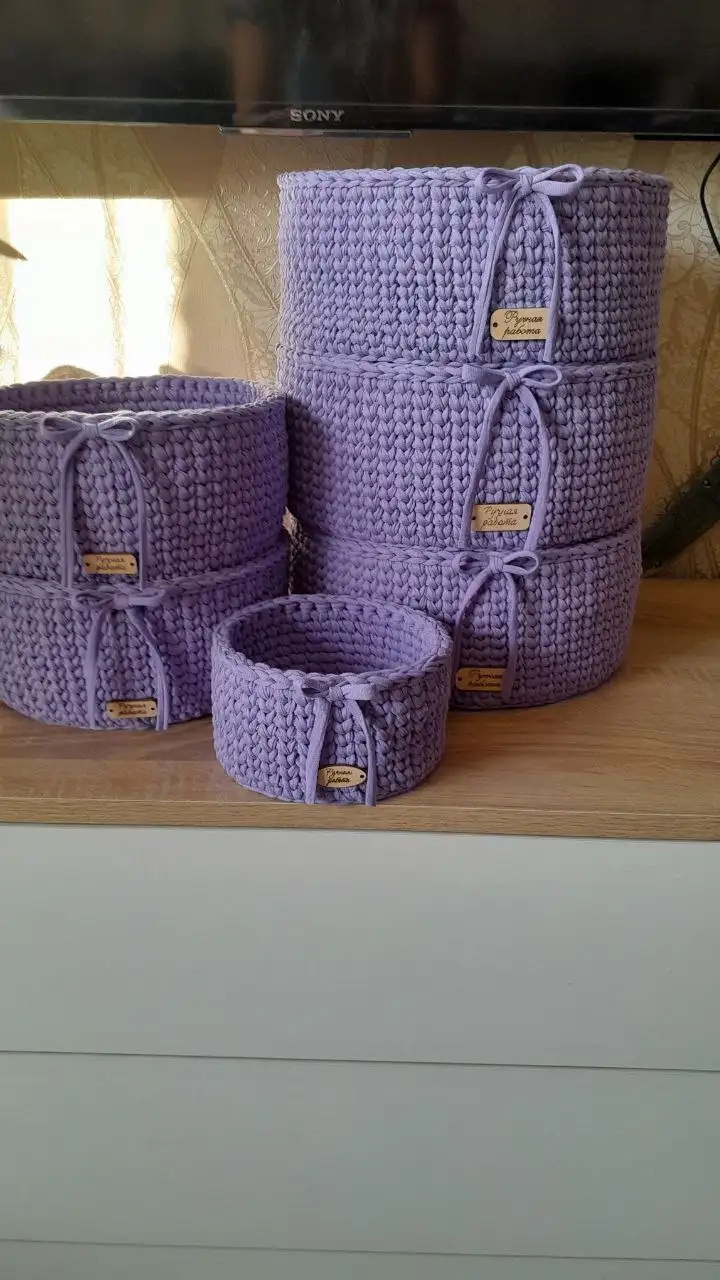 Корзинки из трикотажной пряжи на заказ - Рукоделие (Барахолка) в Чита